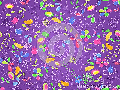 Seamless doodle floral pattern background Vector Illustration