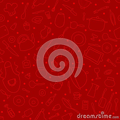 Seamless Doodle tableware vector pattern Stock Photo