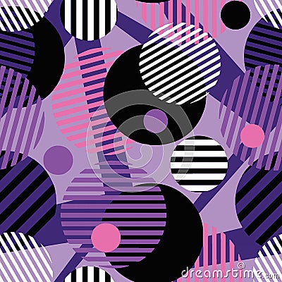 Seamless dotted circles colorful pattern, stripped round shapes Vector Illustration