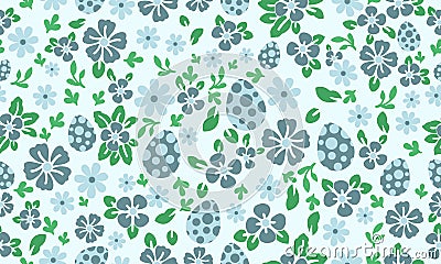 Seamless Easter egg pattern background, with leaf and floral cute design Vector Illustration