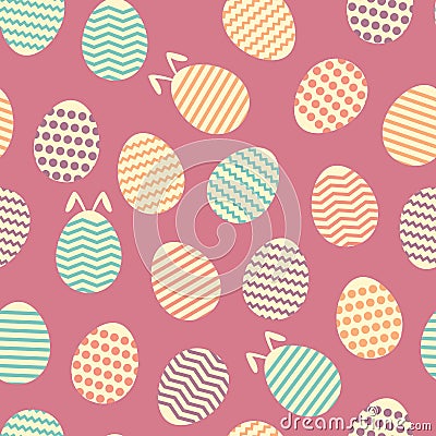 Seamless easter egg spring violet colorful pattern Vector Illustration