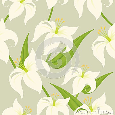 Seamless Easter Lily Vector Illustration