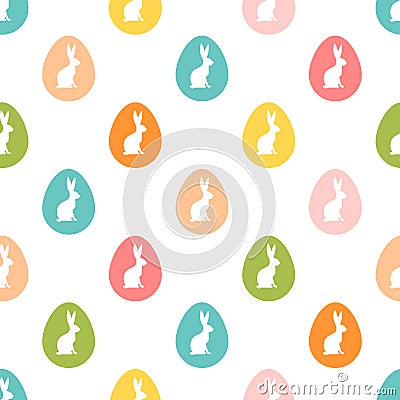 Seamless Easter pattern. Colorful season texture with cute rabbits Vector Illustration