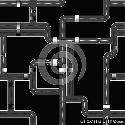 Seamless editable vector texture - urban roads Vector Illustration