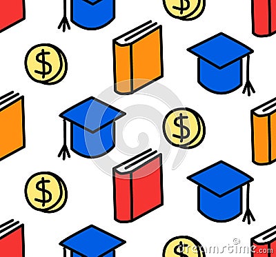 Seamless education loan background. Vector Illustration