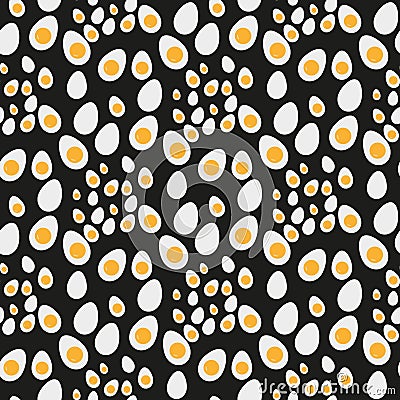 Seamless egg and doodle pattern. fried egg. vector illustration Cartoon Illustration