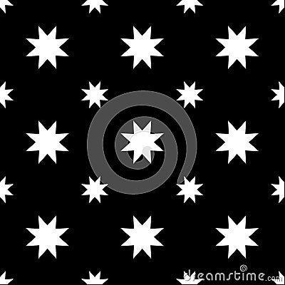 Seamless eight point star on black Stock Photo