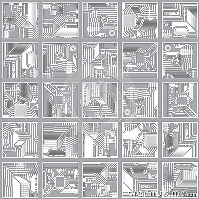 Seamless electronic pattern. Computer circuit boar Vector Illustration