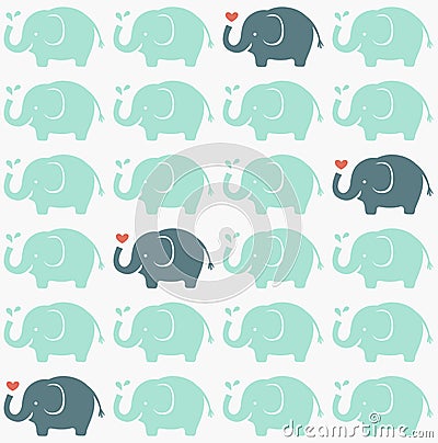 Seamless elephant fabric pattern Vector Illustration