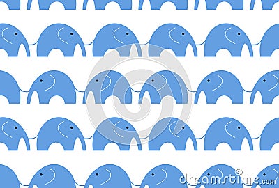 Seamless elephant graphic is blue color on white background.Blue elephant pattern seamless Stock Photo