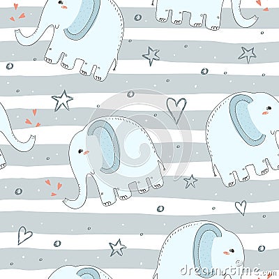 Seamless elephant pattern vector illustration Vector Illustration