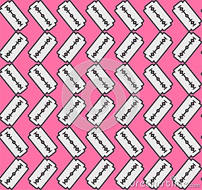 Seamless emo pattern with razor blade Vector Illustration