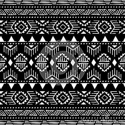 Seamless ethnic pattern. Aztec and tribal motifs. Ink geometric Vector Illustration