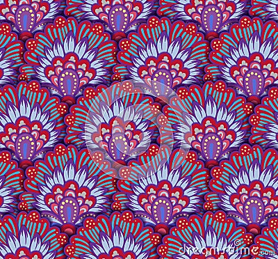 Seamless ethnic pattern with floral motives. Mandala stylized print template for fabric and paper. Boho chic design Vector Illustration