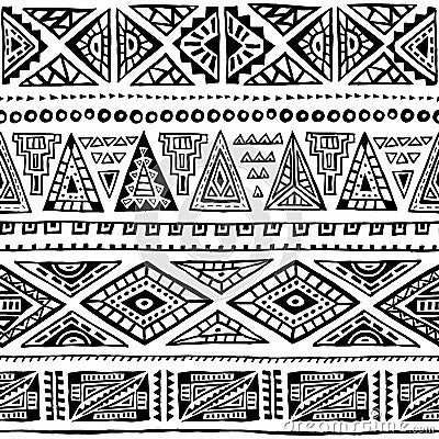 Seamless ethnic pattern. Ornament hand-drawn ink. Tribal motifs. Vector Illustration