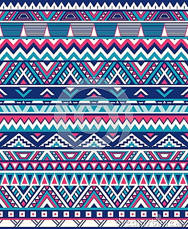 Seamless Ethnic pattern textures. Abstract Navajo geometric print. . Pink and Blue colors Vector Illustration