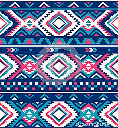 Seamless Ethnic pattern textures. Native American pattern. Pink and Blue colors Vector Illustration