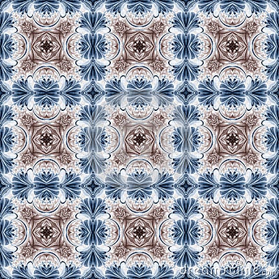 Dark indigo blue white bandanna style tye dye print pattern. Seamless ethnic silk home decor design with masculine Stock Photo