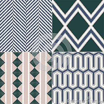 Seamless ethnic tribal ikat stripes background vector repeated folk pattern design Vector Illustration