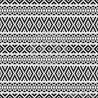 Seamless Etnic Pattern in black and white color Vector Illustration