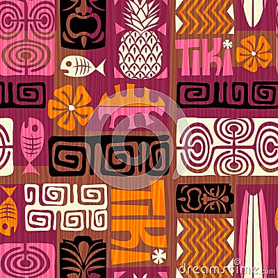 Seamless Exotic Tiki Pattern. Vector illustration. Vector Illustration