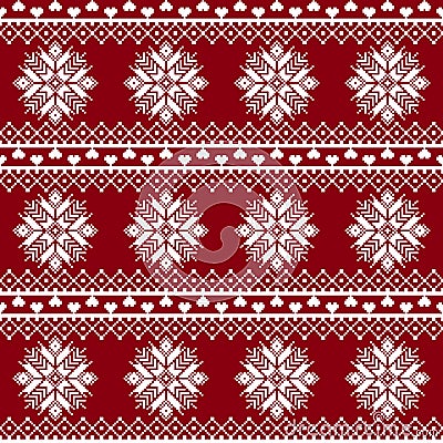 Seamless fabric. The occasion. Merry Christmas and happy New year. Pixels. White and red color. Stock Photo