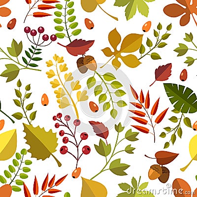 Seamless fall forest pattern Vector Illustration