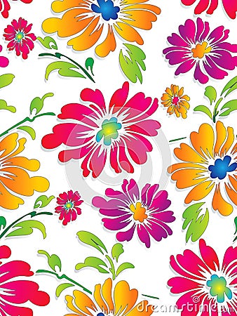 Seamless fancy vector flower wallpaper Vector Illustration
