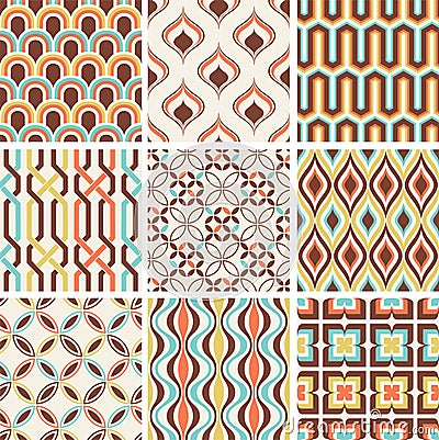 Seamless fashion nostalgic geometric pattern Vector Illustration