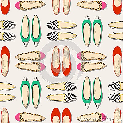 Seamless fashion shoes pattern Vector Illustration