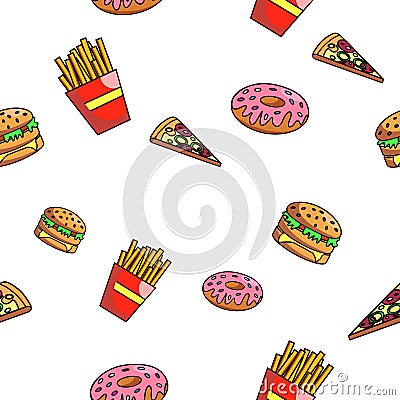 Seamless fast food pattern. Vector fast food pattern. Vector Illustration