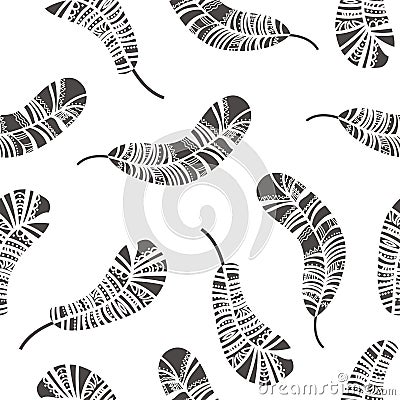 Seamless feather pattern Vector Illustration