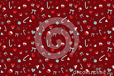 Seamless festive background with christmas sweets and decoration. Stock Photo