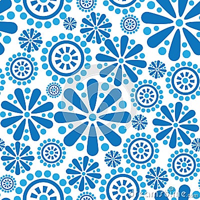 Seamless firework flowers pattern in 1960s style Vector Illustration