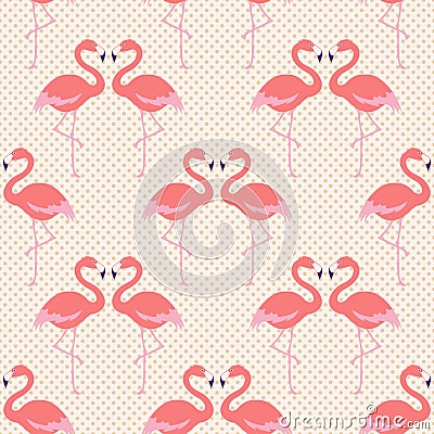 Seamless flamingo bird pattern Vector Illustration