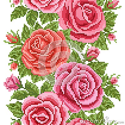 Seamless floral background with roses Vector Illustration