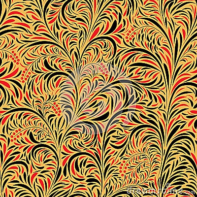 Seamless background of traditional Russian folk painting. Vector Illustration