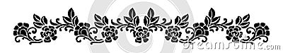Seamless floral border. Horizontal seamless border vignette with flowers. Decorative seamless ornamental border. Vector Illustration