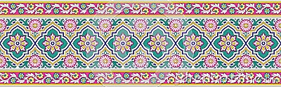 Seamless floral border with traditional Asian design elements Stock Photo