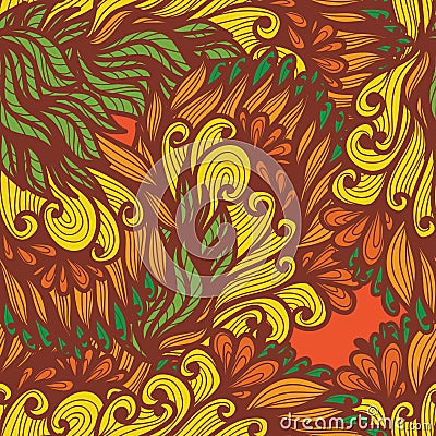 Seamless floral bright doodle pattern Stock Photo