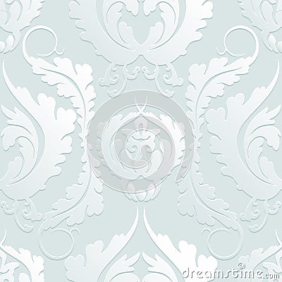 Seamless Floral 3d pattern Damascus. Elegant large flowers on a light background. Can be used to design fabrics, wallpaper, web pa Vector Illustration