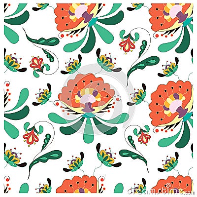 Seamless floral etno style coloring pattern stock vector Vector Illustration