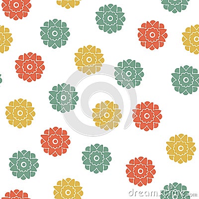 Seamless floral geometrical pattern. Small flowers, Polka dot Vector Illustration