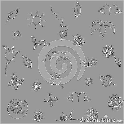 Seamless floral gray doodle pattern Vector Illustration