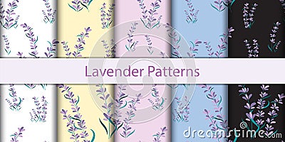 Seamless floral lavender pattern background, Vector lavender and leaf, Hand drawn decorative element, Seamless backgrounds and Vector Illustration