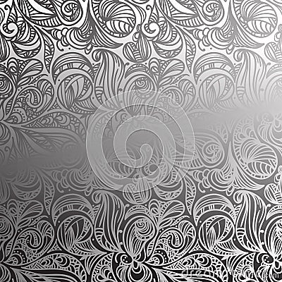 Seamless floral monochrome pattern Vector Illustration