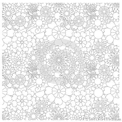 Seamless floral monochrome pattern Vector Illustration