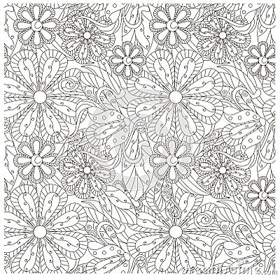 Seamless floral monochrome pattern Vector Illustration