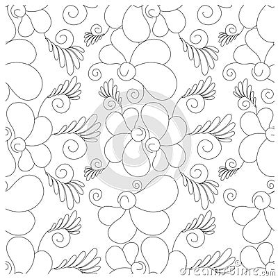 Seamless floral monochrome pattern Vector Illustration