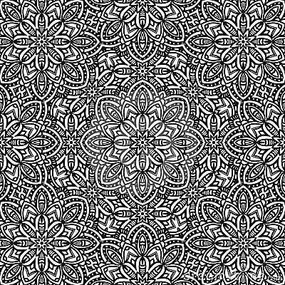 Seamless floral monochrome pattern Vector Illustration